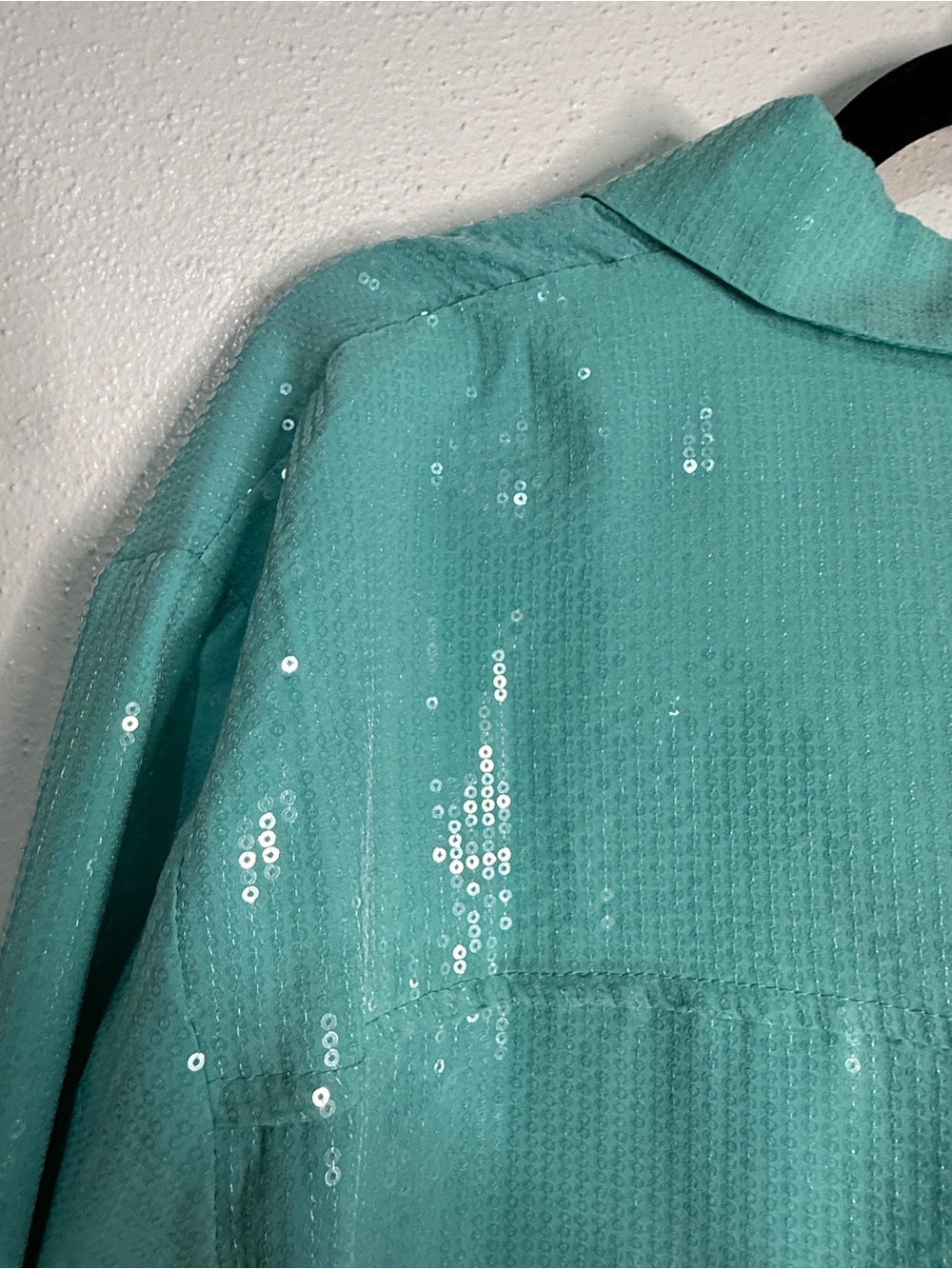 GeeGee Teal Sequin Button-Front Women's Top. Sz 2XL. NWT. - Picture 7 of 11